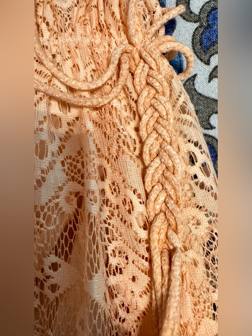 Peachy Pink Lace Maxi Skirt with Embroidered Waistband - Picture 3 of 8